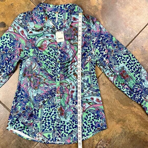 NWT Free People Paisley Animal Print Long Sleeve Button Down Large - Picture 6 of 14
